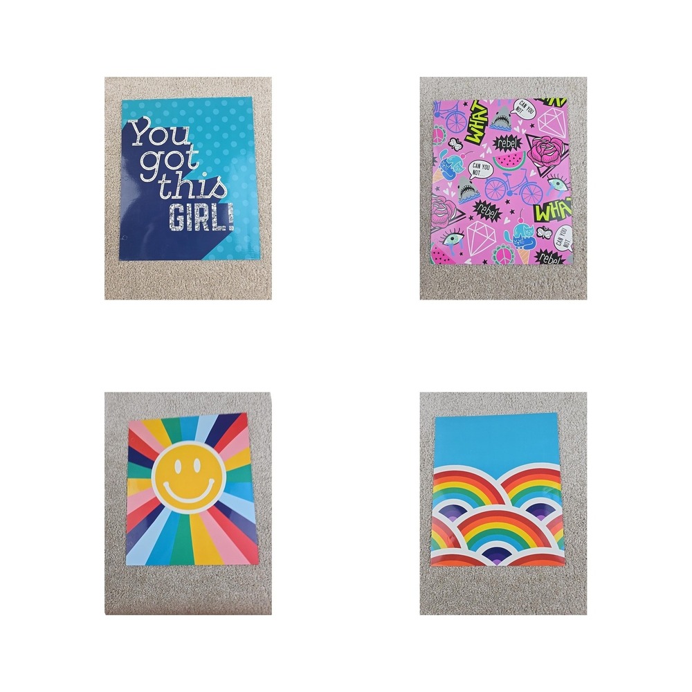 Top Flight Graphic Motivational Pocket Folders Lot of 4 3 Ring School New
